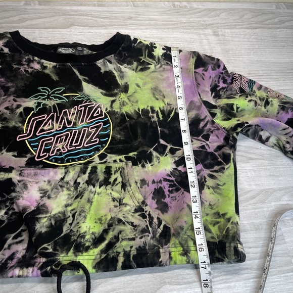 Santa Cruz Skateboards Black Multicolor Tie Dye Cropped Hoodie Women’s Size M - Picture 9 of 11